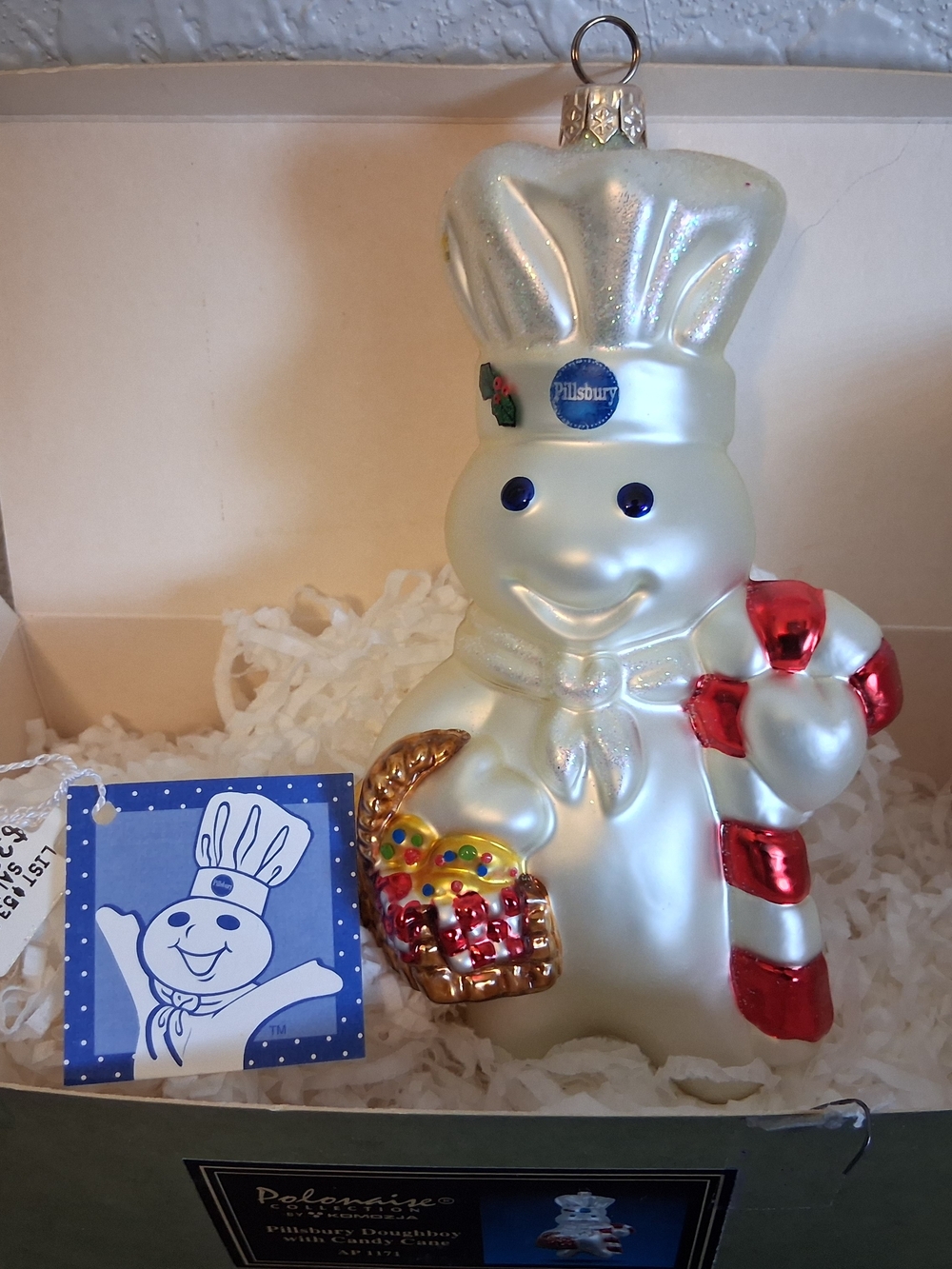 Kurt S Adler Polonaise Pillsbury Doughboy Candy Cane Glass Ornament AP1171 VTG